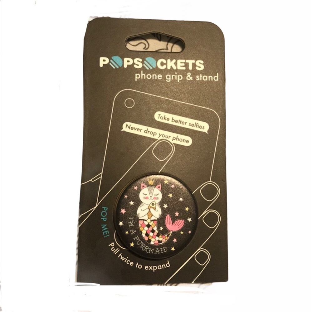 PopSockets I'm a Purrmaid PopSocket Black White